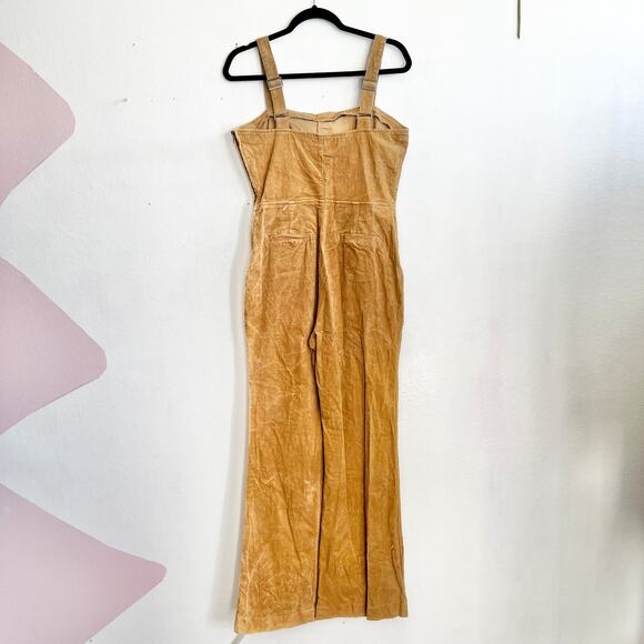 Brown Corduroy Jumpsuit 70s Inspired Retro Fall Earthy Boho Medium - Picture 3 of 11